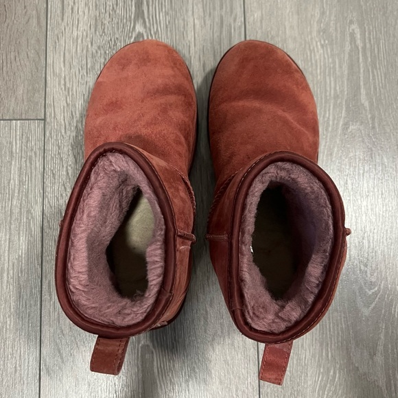 UGG Suede Swarovski Crystal Embellishments Mini Burgundy Sparkle Boots - Picture 10 of 10